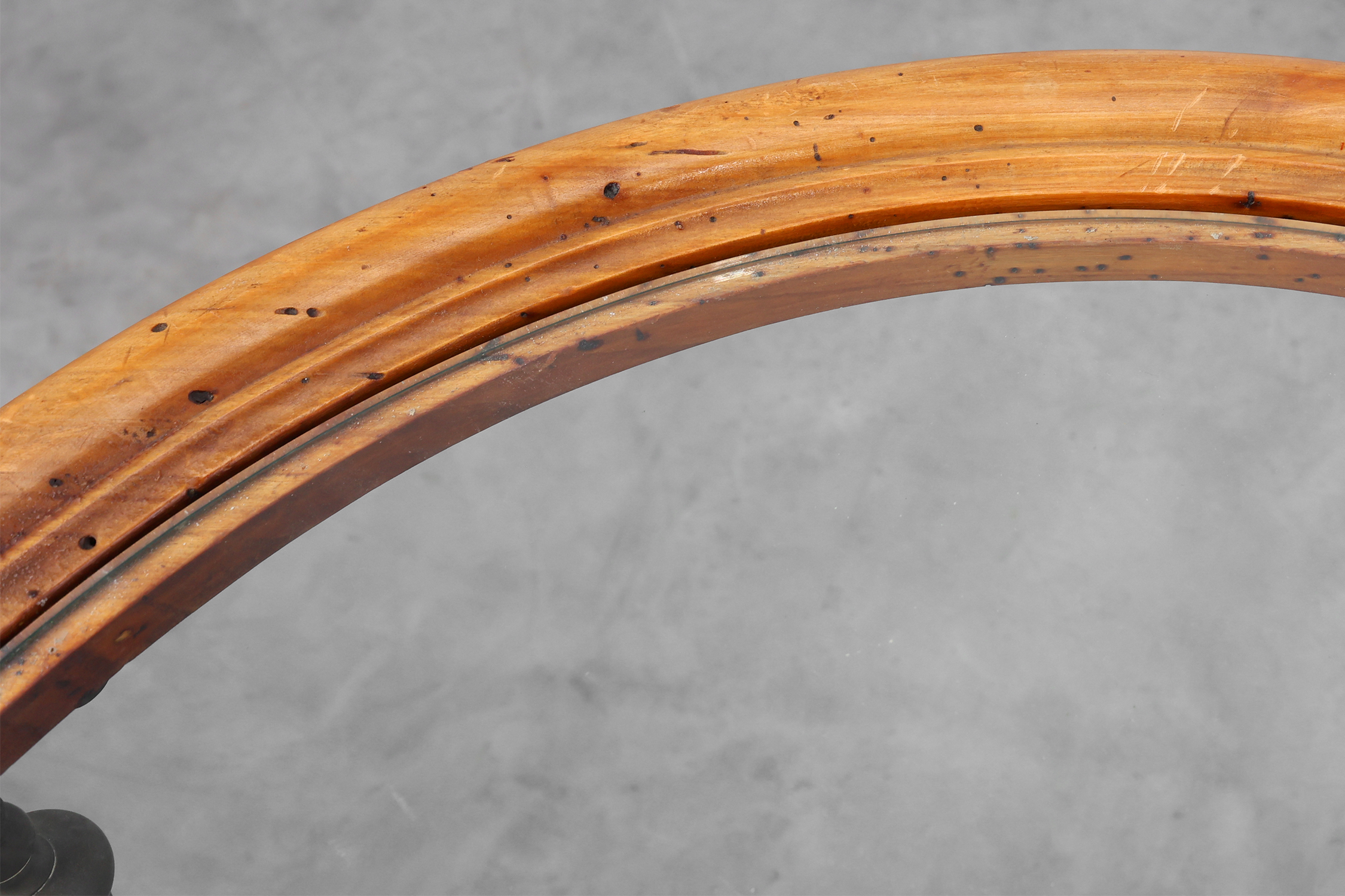 Rustic Copper and Walnut Serving Trolley with Glass Top, France ca. 1900thumbnail
